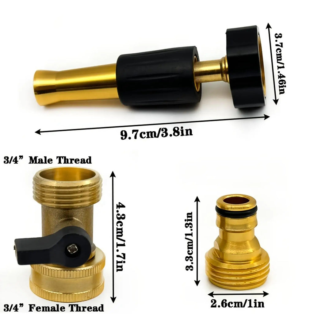 Practical Metal Garden Hose Spray Nozzle Adapter Heavy Duty with Valve Watering Tool for Outdoor Garden Automatic Watering