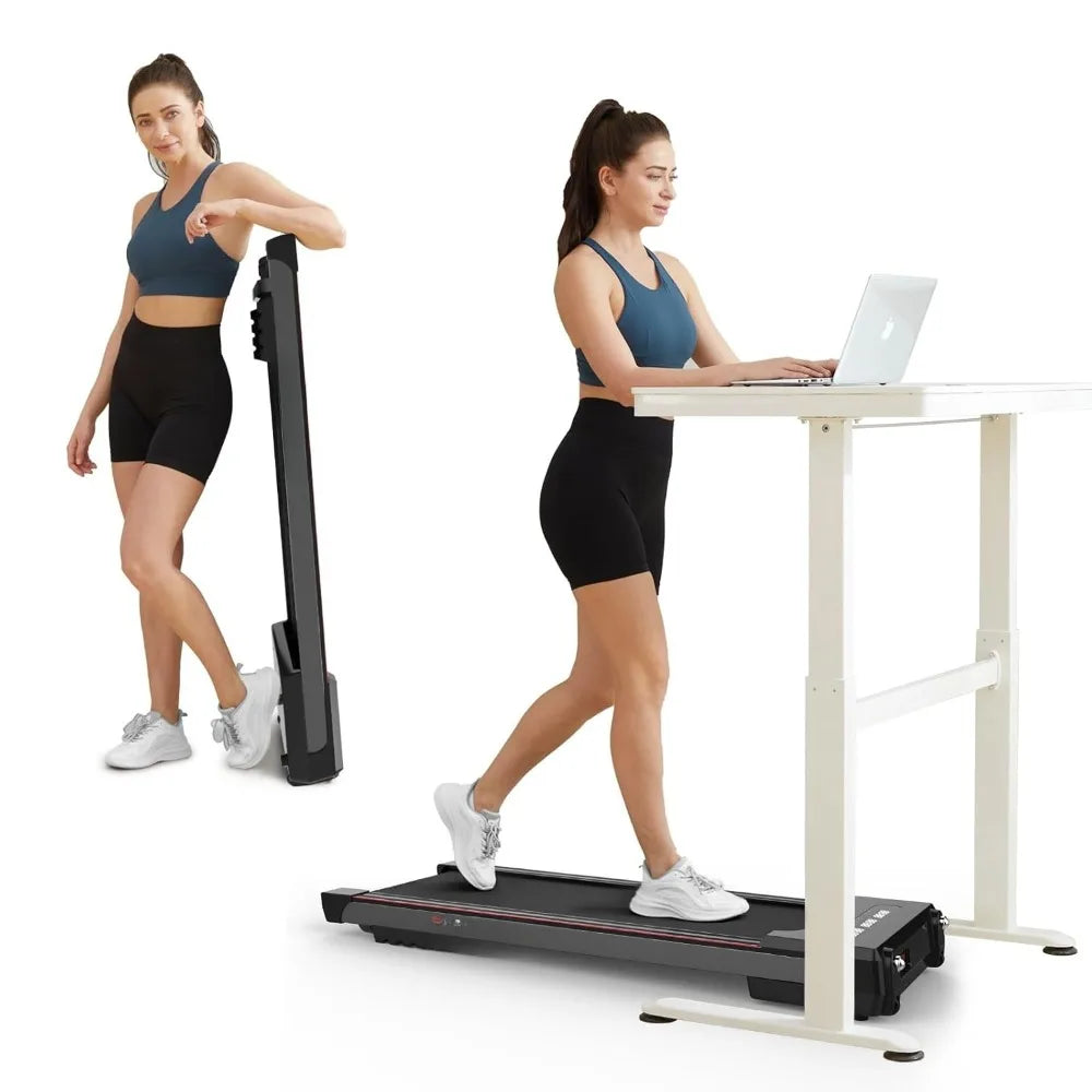 2 in 1 Under Desk Electric Treadmill Motorized Exercise Machine with Wireless Speaker, Remote Control and LED, Customized