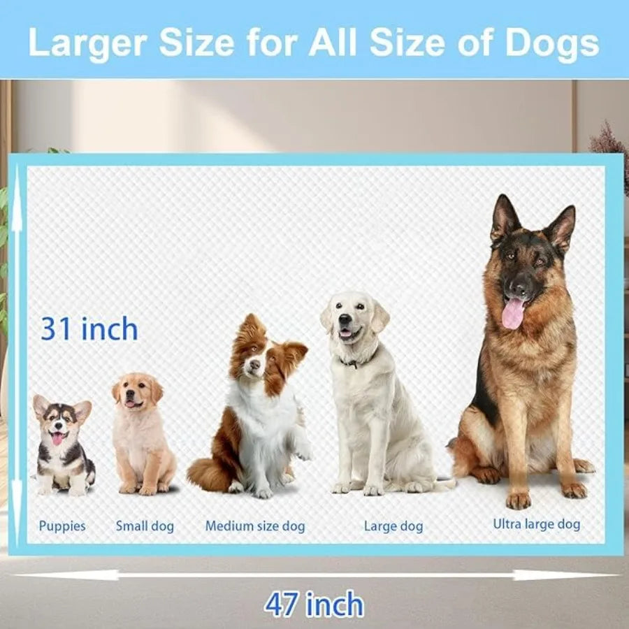 XXXXL Puppy Pee Pads 31x47 100 Count Extra Large for Dogs Leak-Proof Super Absorbent Thicken Disposable Potty Training Pads for