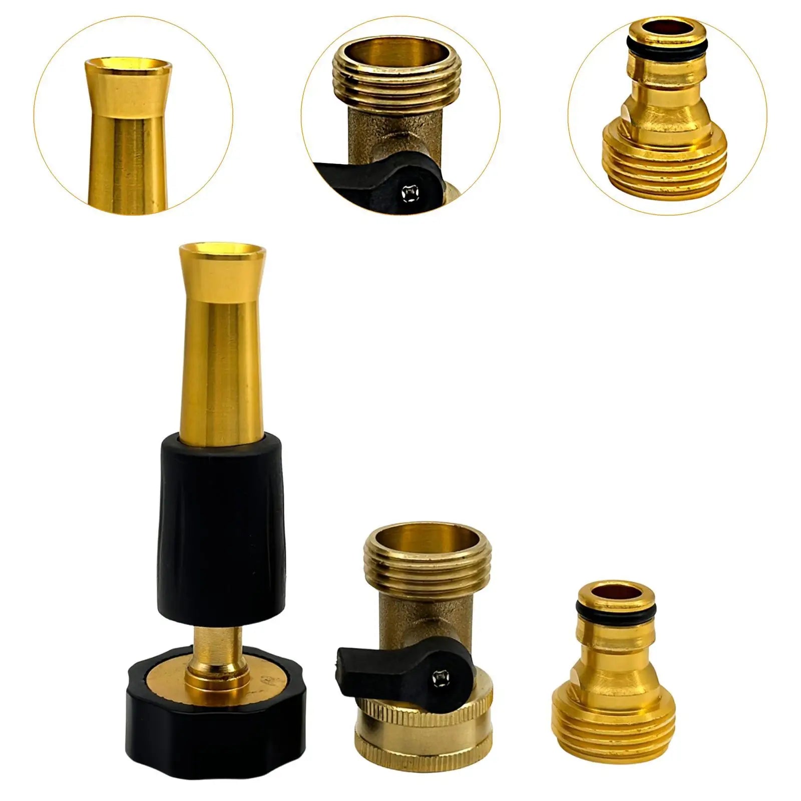 Practical Metal Garden Hose Spray Nozzle Adapter Heavy Duty with Valve Watering Tool for Outdoor Garden Automatic Watering