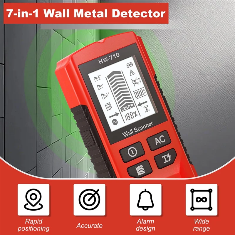 Stud Finder Wall Scanner, 7 In 1 Wall Stud Finder Tool With Alarm, Electric Drywall Stud , Handheld  Finders