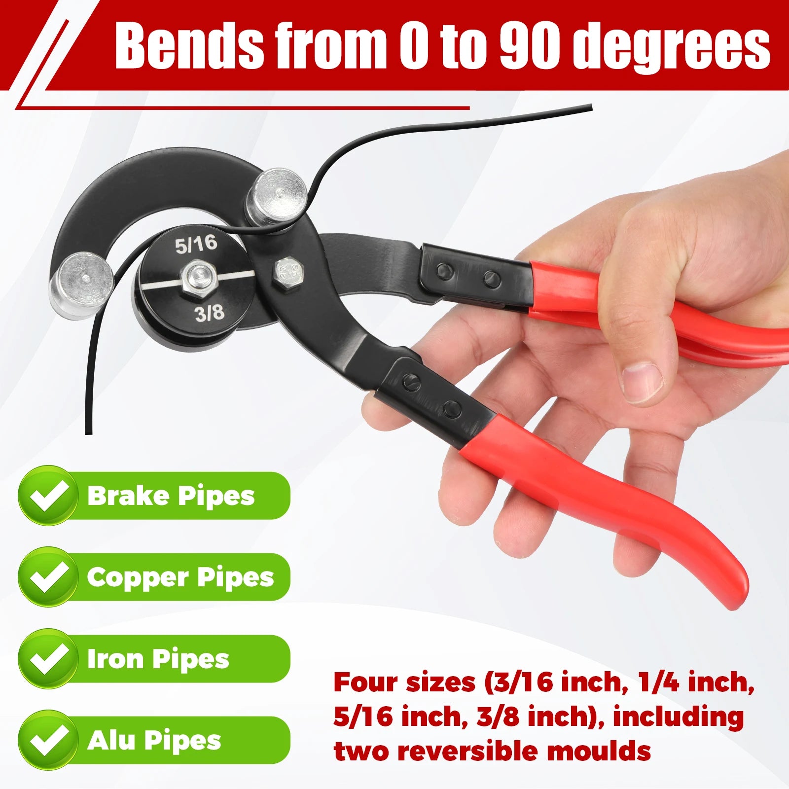 Tube Bender Pliers 3/16 inch 1/4 inch 5/16 inch 3/8 inch Brake Line Bender Versatile Pipe Bender Tool Efficient Tubing Bender