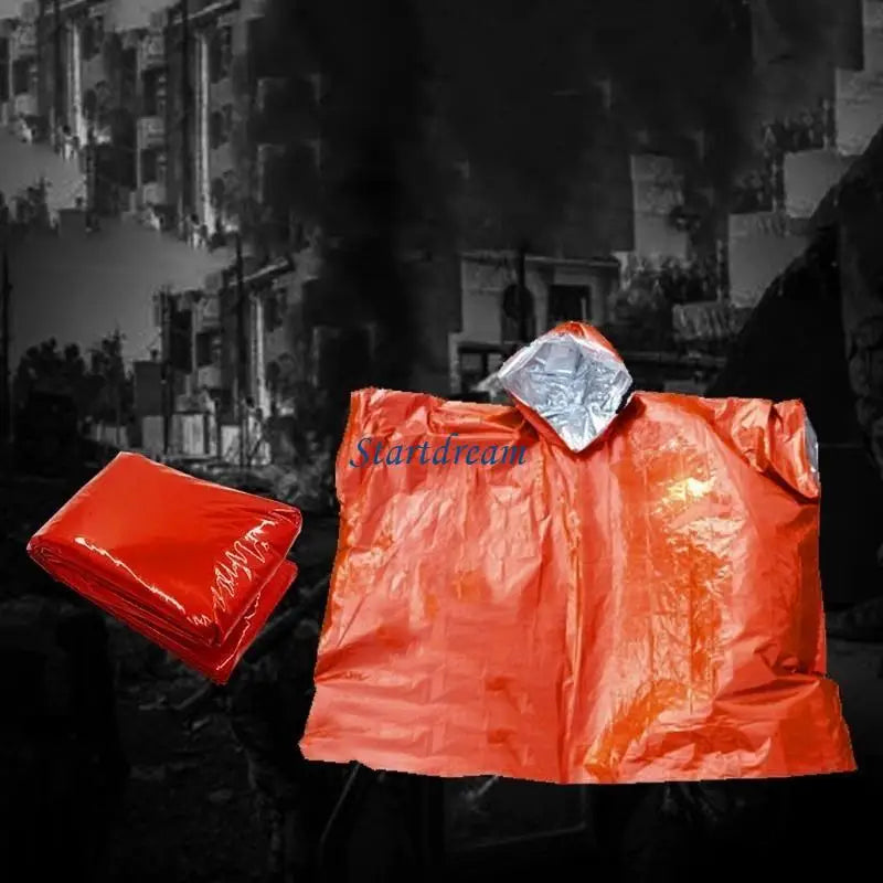 Reusable Thermal Poncho Disposable Coat for Outdoor Safety & Climate protections K92C