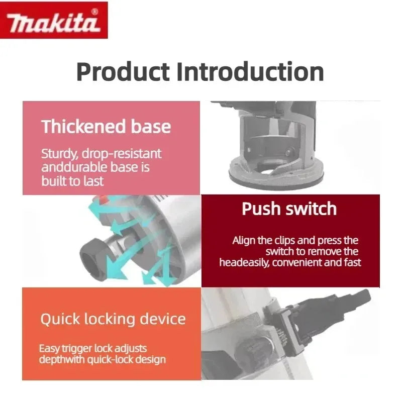 Makita DRT50 Cordless Trimmer Rechargeable Trimming Machine Brushless Slotting Tool Milling Woodwork Engraving Machine