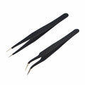Precision Ceramic Tips Tweezers Anti-static Straight Aimed Tweezers Stainless Steel Handle High Temperature for Pinching Coils