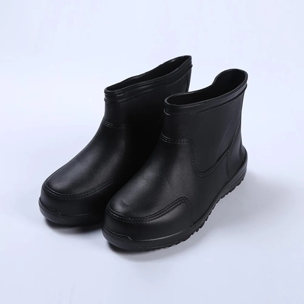 1 Pair Thick Heel Antiskid Rain Shoes Acid Alkali Resistant Low Canister Boots Size Non Slip Wear Resistant Sole Stable