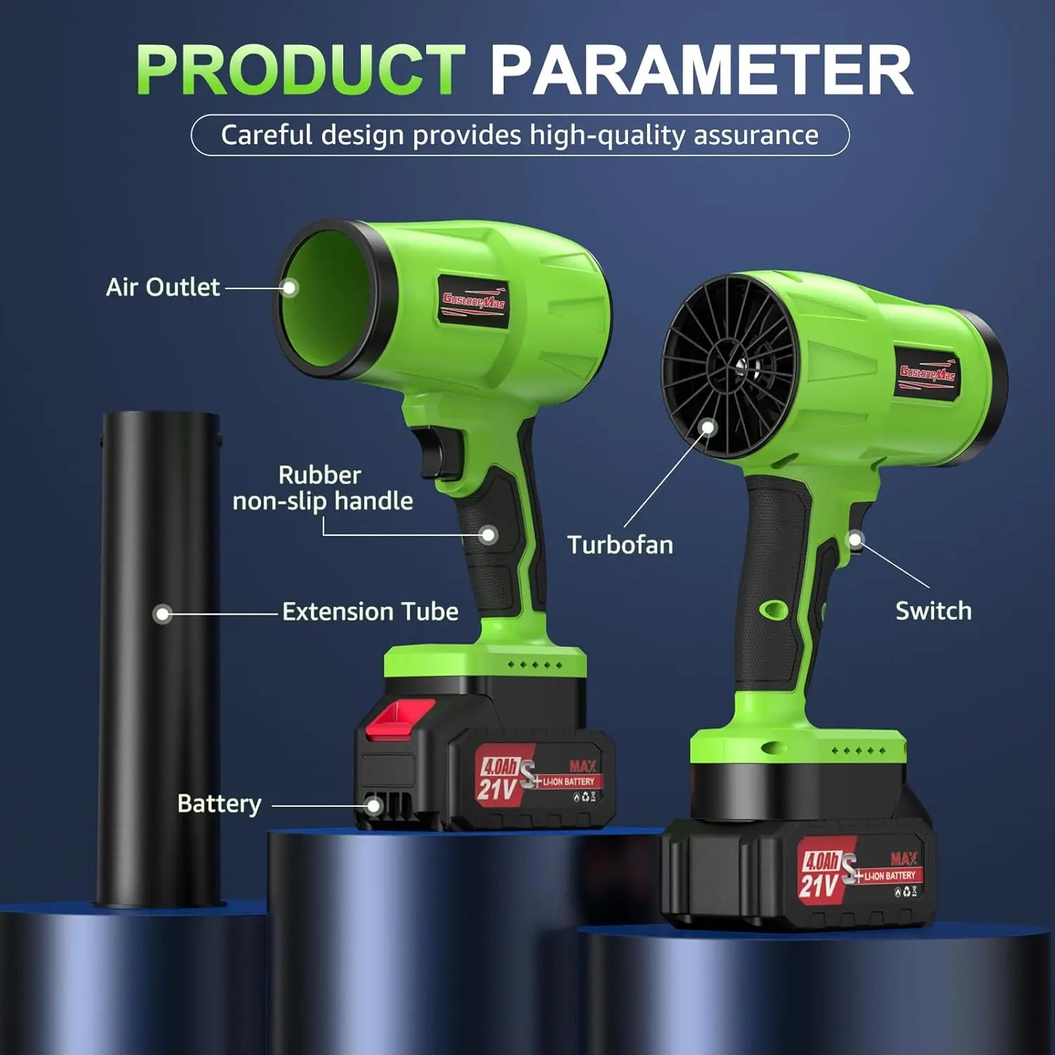 980,000RPM Cordless Leaf Blower, 2 Batteries, Adjustable Speed, Lightweight, Handheld Turbo Jet for Patio, Lawn, Yard