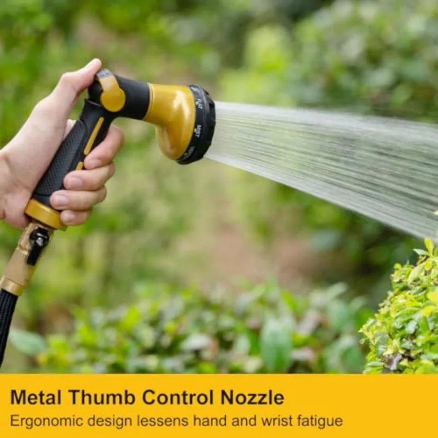 Garden Hose Nozzle with Thumb Control and Metal Water Nozzle featuring Brass Tip for Efficient Water Flow Durable Stainless Ste