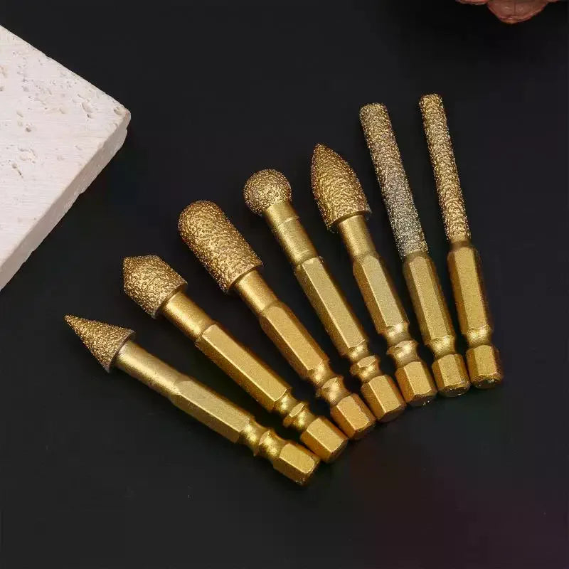 3/7pcs Grinding Head Tile Rotary File Polishing Head For Iron, Stainless Steel, Ceramic, Tile, Fits Drill