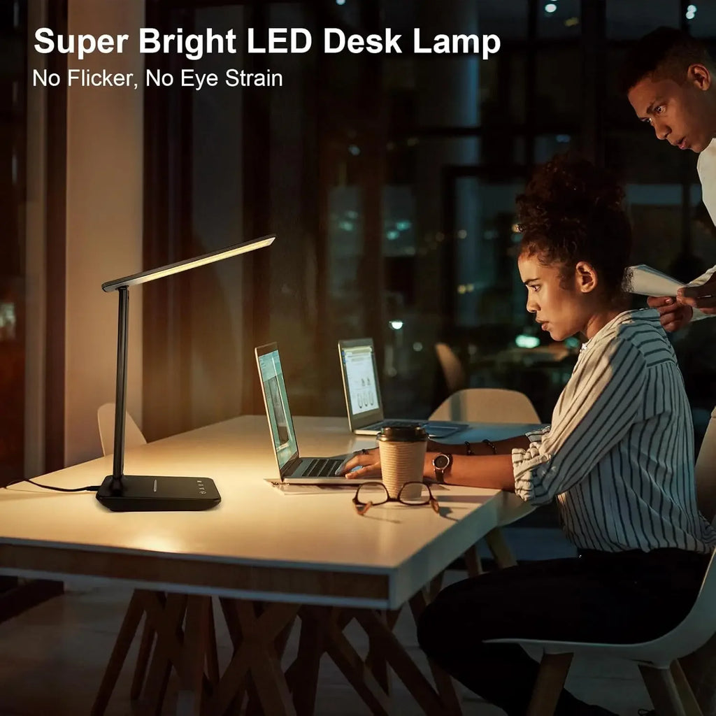 Adjustable LED Desk Lamp With USB Charging, 5 Brightness Modes For Study, Craft, Sewing