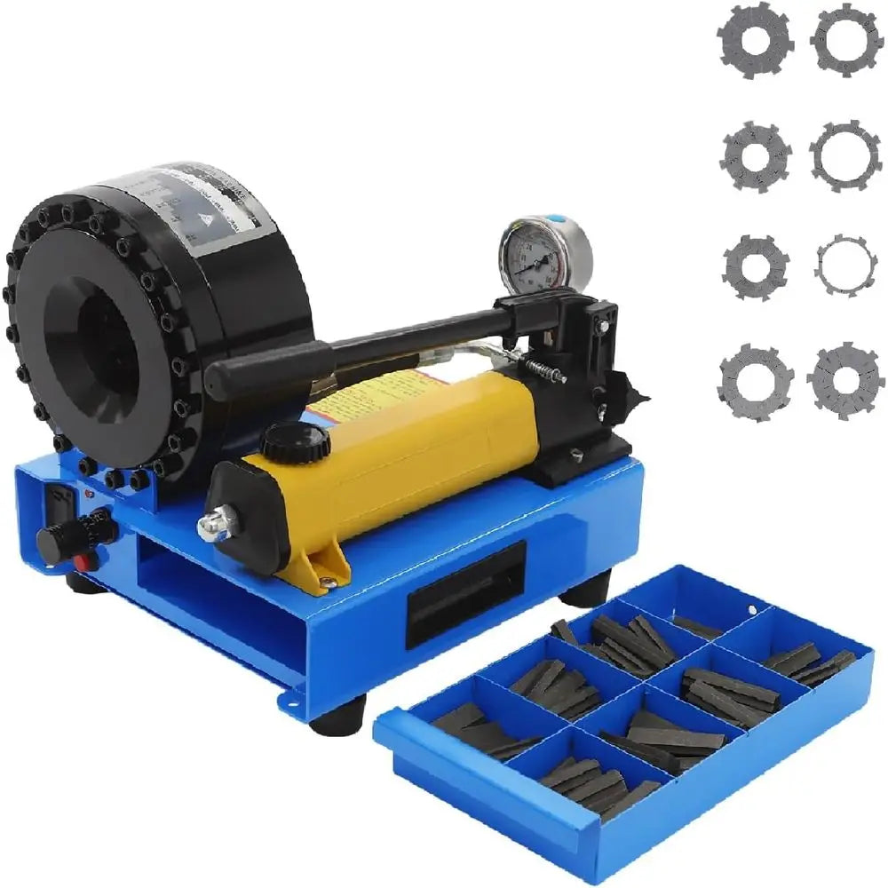 Portable Manual Hydraulic Hose Crimper, 8 Dies, 0.24-0.98 Inch Range for High and Low Pressure Hoses (Black)