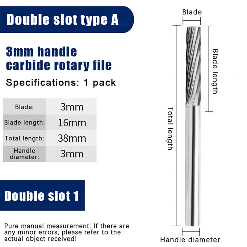 1PCS Tungsten Carbide Rotary File Hard Alloy Rotary Bur Drill Bit 3mm Shank Engraving Cutter Grinding Head For Metal And Plastic