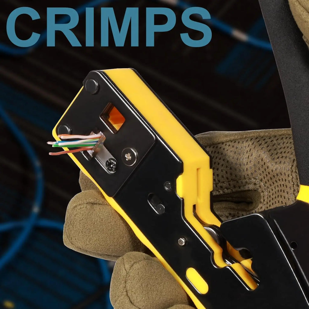 Professional RJ45 Crimp Tool Kit for Cat5 Cat6 Ethernet Cables, Pass Through Crimper with Easy Installation