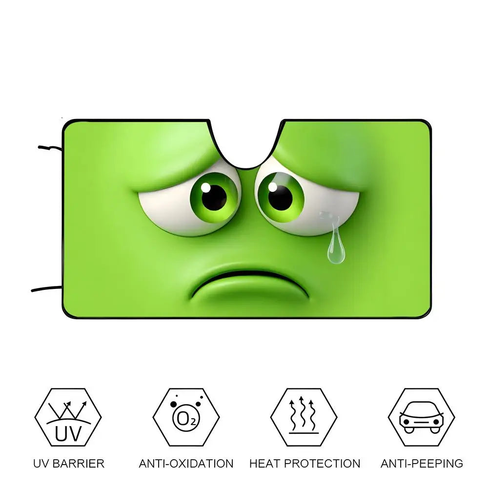 Green Emoji Sun Visor Car sunshades, windshield sun visors, sun protection sunshades, novel car gifts.