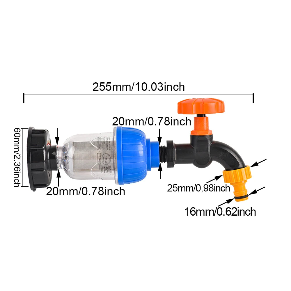 1/2 Inch Watering Filter For IBC Tank Tap Adapter S60 Ton Barrel Joint Garden Irrigation  Aquarium Pump Water Gun Strainer