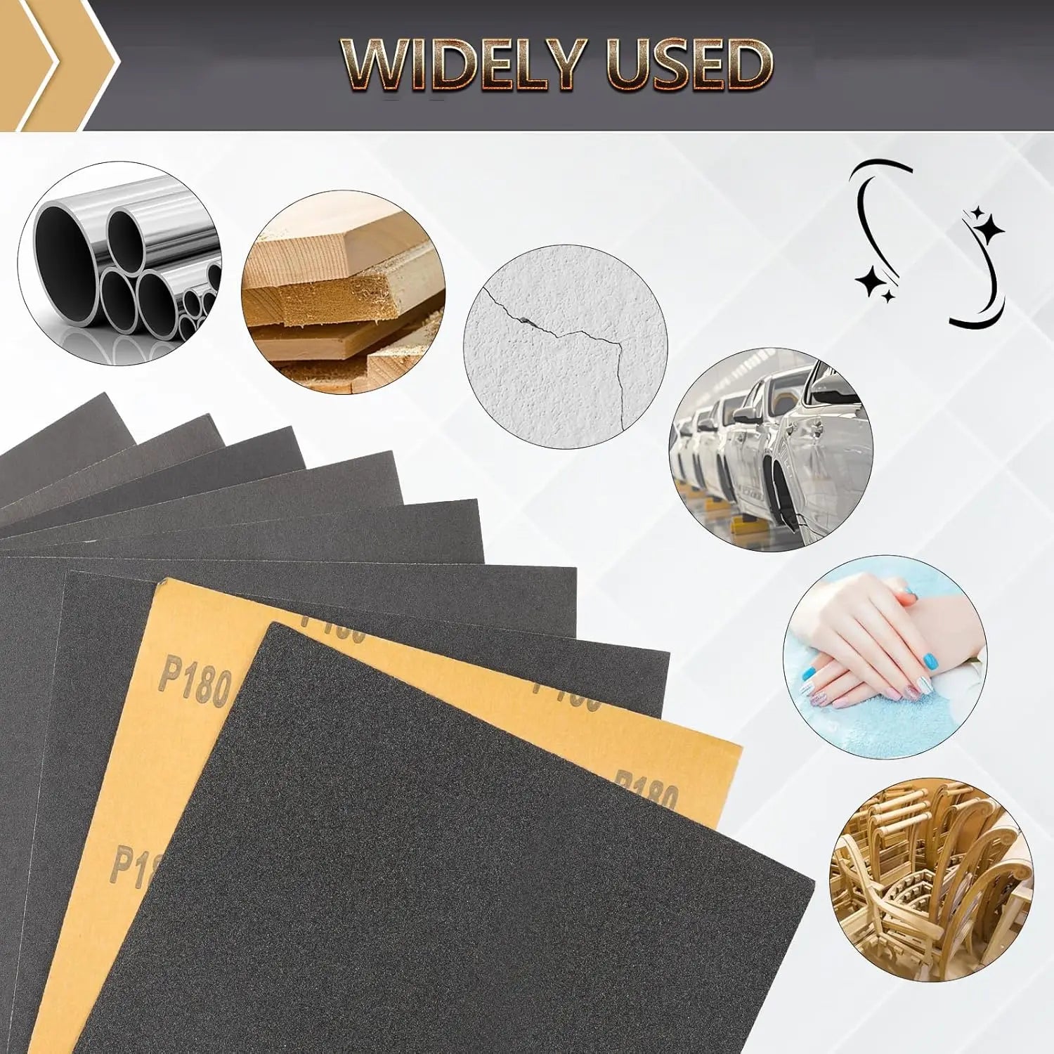 12-Sheet 120 Grit Wet Dry Sandpaper, 9x11 Inch Silicon Carbide Abrasive Sheets for Woodworking and Automotive DIY