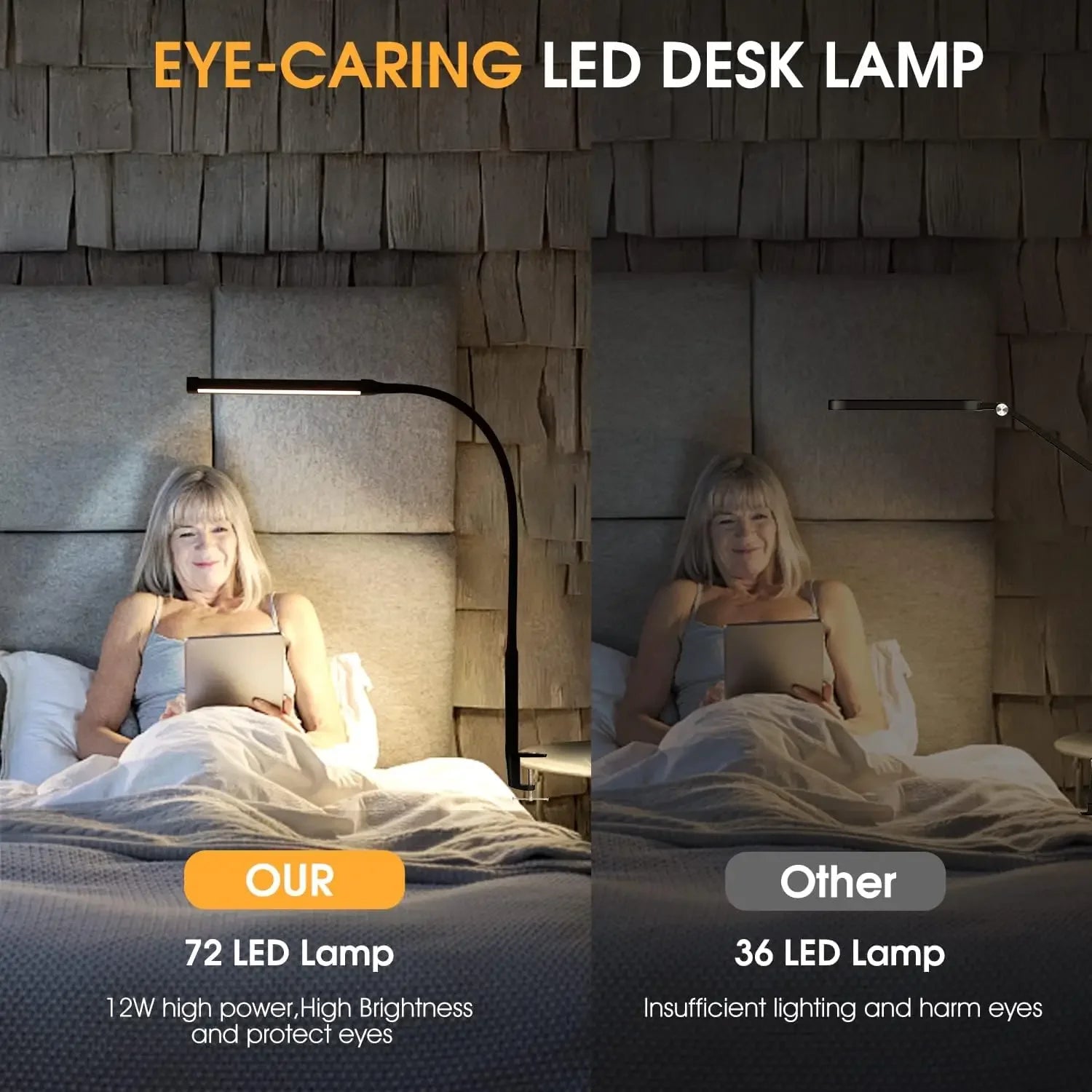 Flexible LED Desk Lamp With Clamp, 3 Modes & 10 Brightness, Eye-Caring Light For Home Office