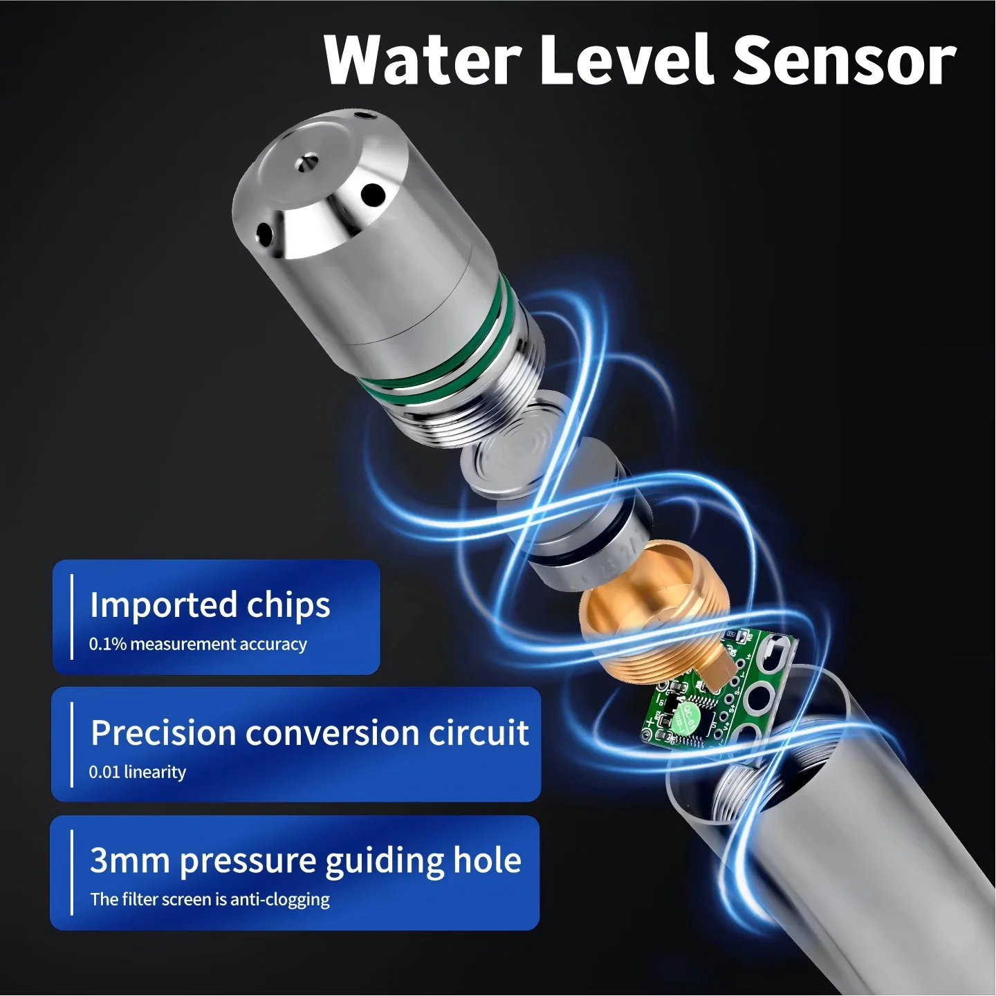 0-5m 10m 15m to RS485 Hydrostatic Liquid Level Transmitter 4-20mA 0-10V 0-3.3V 0.5-4.5V Output Water Pressure Level Sensor Probe