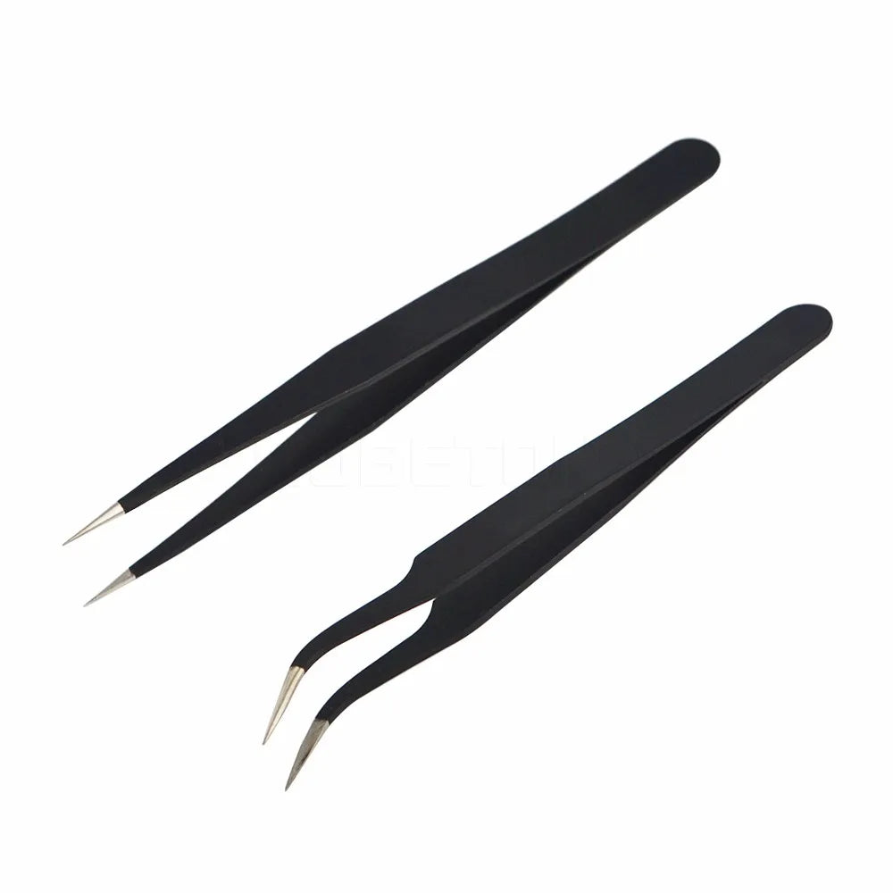 Precision Ceramic Tips Tweezers Anti-static Straight Aimed Tweezers Stainless Steel Handle High Temperature for Pinching Coils