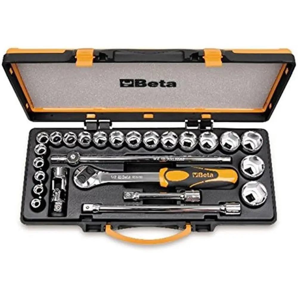 20-Piece Socket Set with Extension Bar, Universal Joint, T-Handle, and Reversible Ratchet in Case