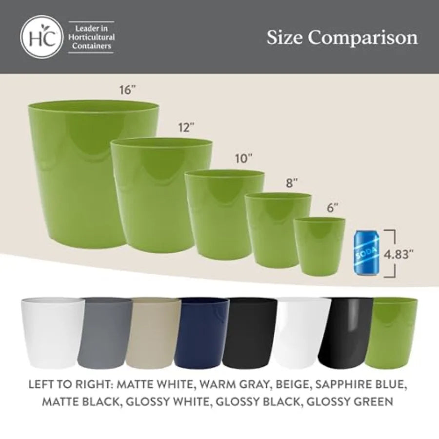 Aria Round Self-Watering Pot - Lightweight Plastic Planter for Herbs and More - Durable Plant Pots for Indoor Plants and Outdoo
