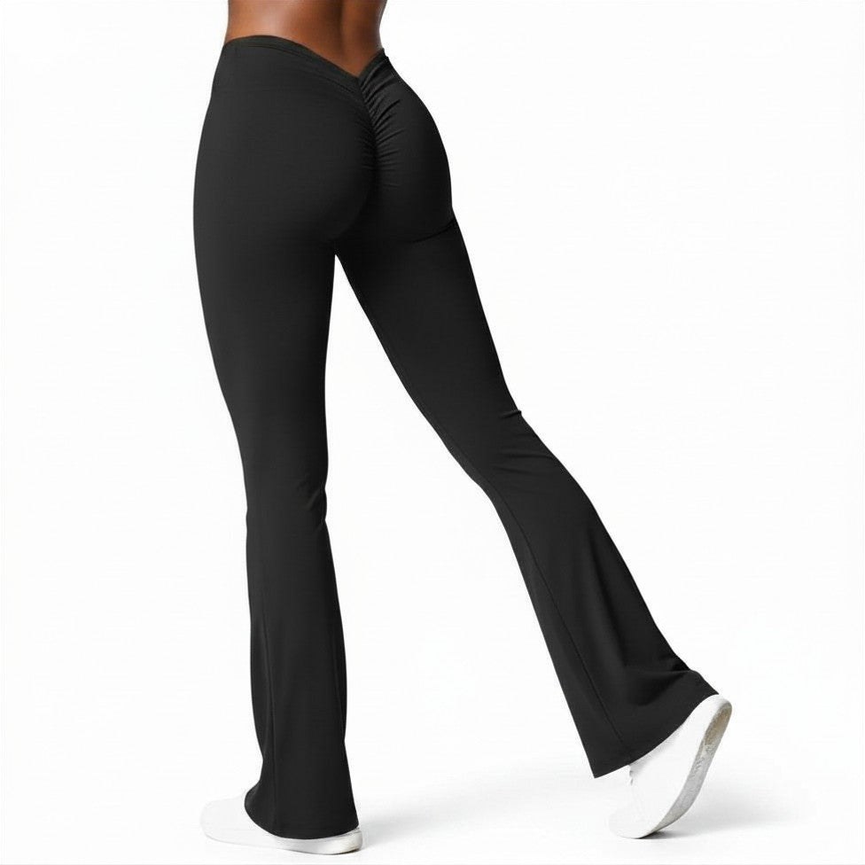 Fashion Micro Horn Leggings Women V-back Waist Sports Pants High Waist Push Up Butt Gym Pants Solid Slim Casual Leggings