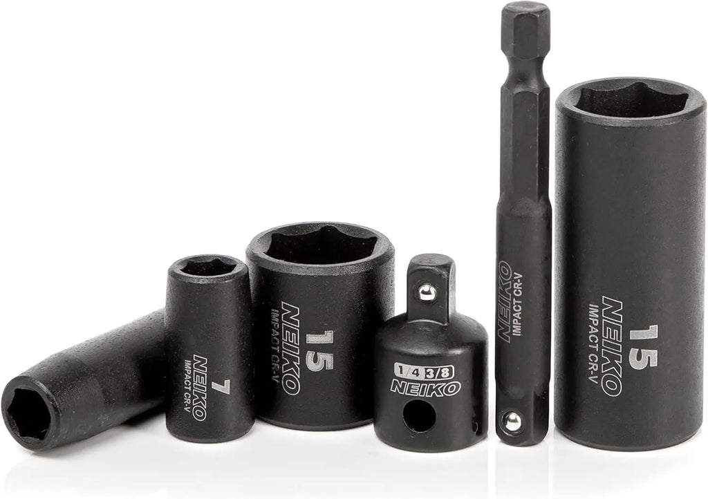 1/4" Drive Impact Socket Set 30 Piece Metric 4-15mm Deep & Shallow Chrome Vanadium Steel with Reducer & Adapter