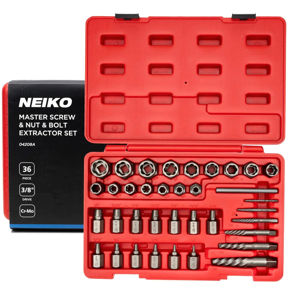 36-Piece Stripped Bolt Extractor Socket Set, Deep & Shallow, CR-Mo, 3/8 Dr., Rounded Nut Remover