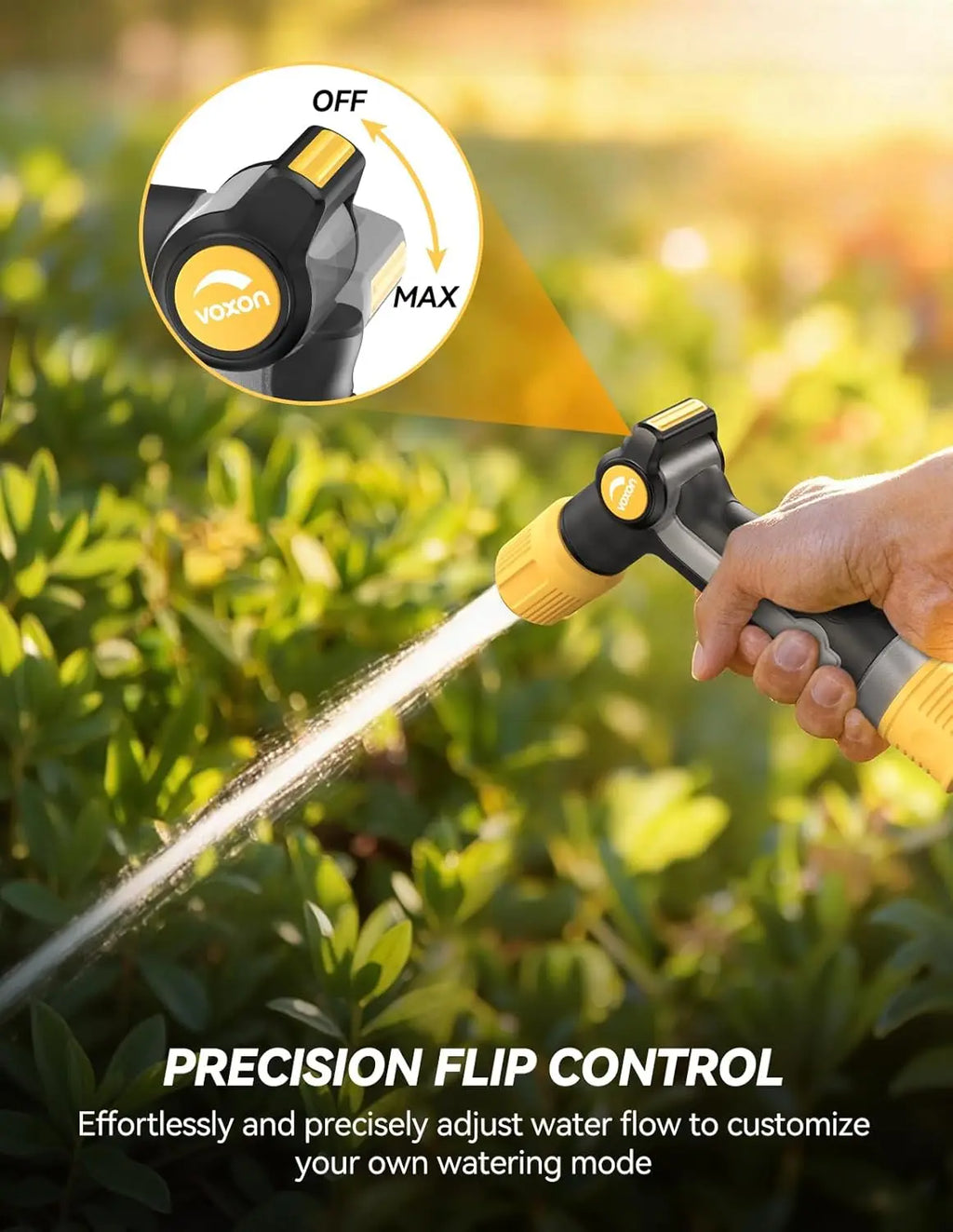 Heavy Duty Metal Garden Hose Nozzle with Thumb Flow Control and Adjustable Spray Patterns for Outdoor Watering, Car Washing, Pet