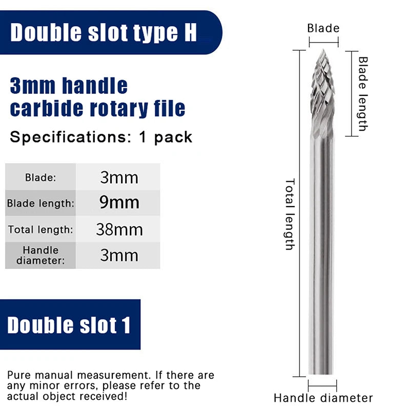 1PCS Tungsten Carbide Rotary File Hard Alloy Rotary Bur Drill Bit 3mm Shank Engraving Cutter Grinding Head For Metal And Plastic