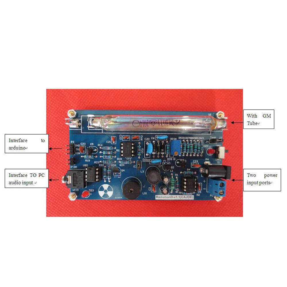 Assembled DIY Geiger Counter Kit, Assembled Radiation Detector System Miller Tube Nuclear Radiation Detector Geiger Counter Kit