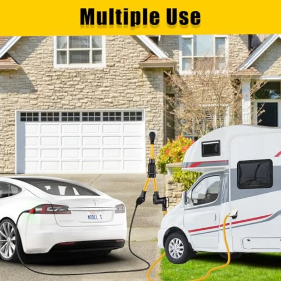 50 Amp Y Splitter Adapter Cord for RV and EV 4 Prong 250V NEMA 14-50P to 2X 14-50R Heavy Duty 6/3+8/1 Gauge STW Wire Outdoor Po