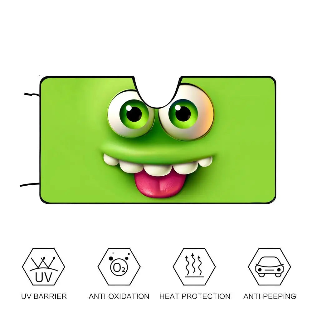 Green Emoji Sun Visor Car sunshades, windshield sun visors, sun protection sunshades, novel car gifts.
