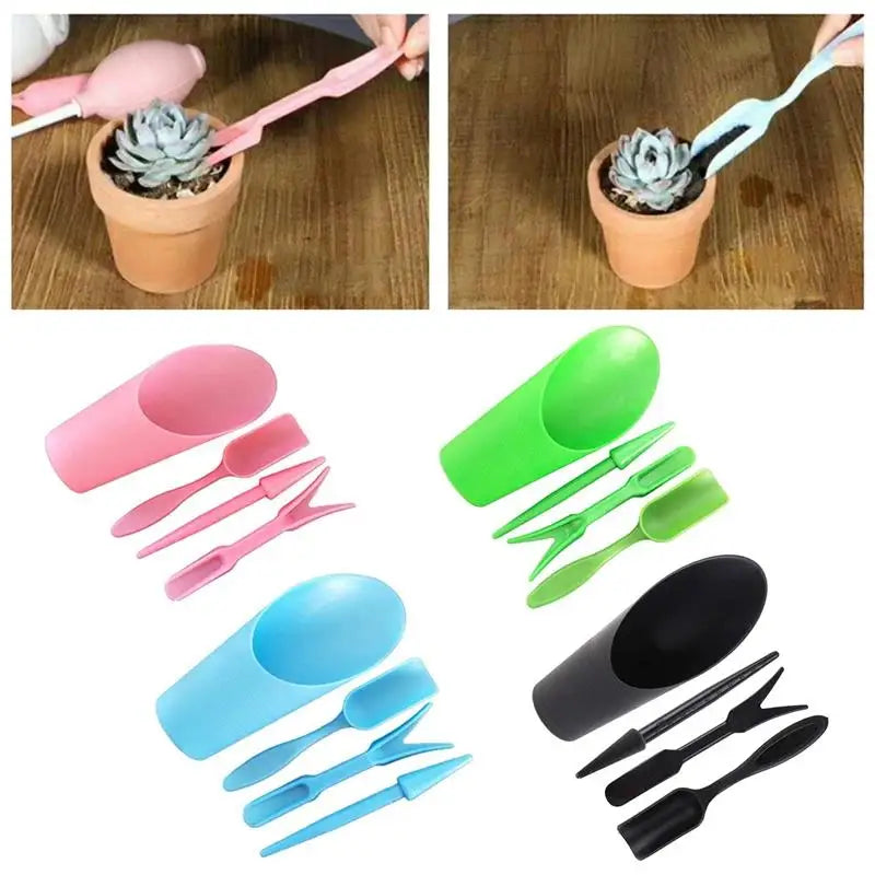4Pcs Planter Kit Sowing Shovel Spoon Succulents Seedlings Tool Bonsai Fertilizer Plastic Handle Soil Replacement Tools